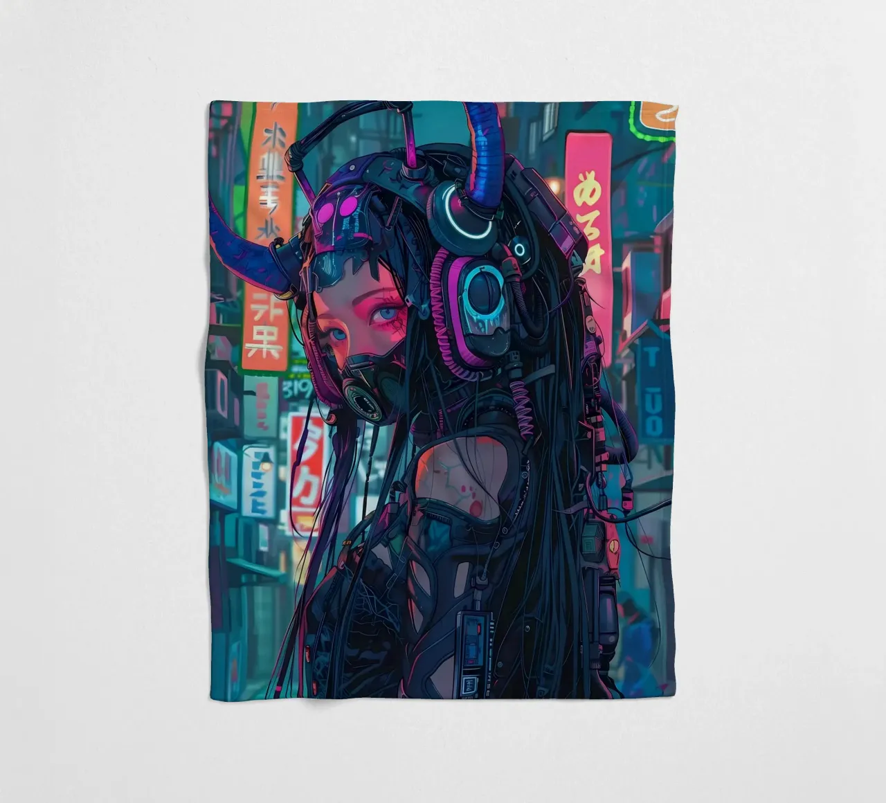 Ragazza demone cyberpunk coperta in pile da Mikesell