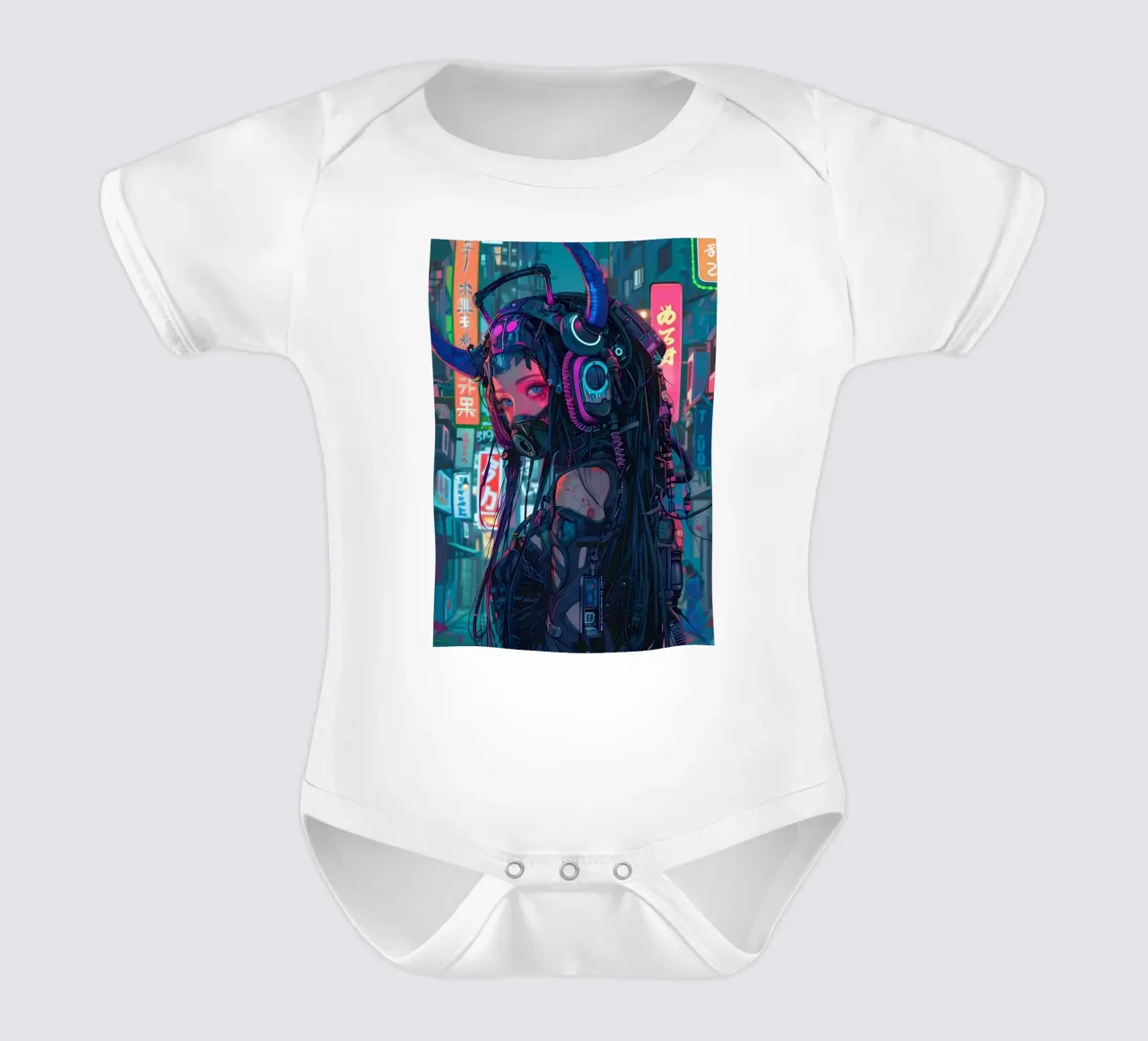 Ragazza demone cyberpunk body neonato maniche corte da Mikesell