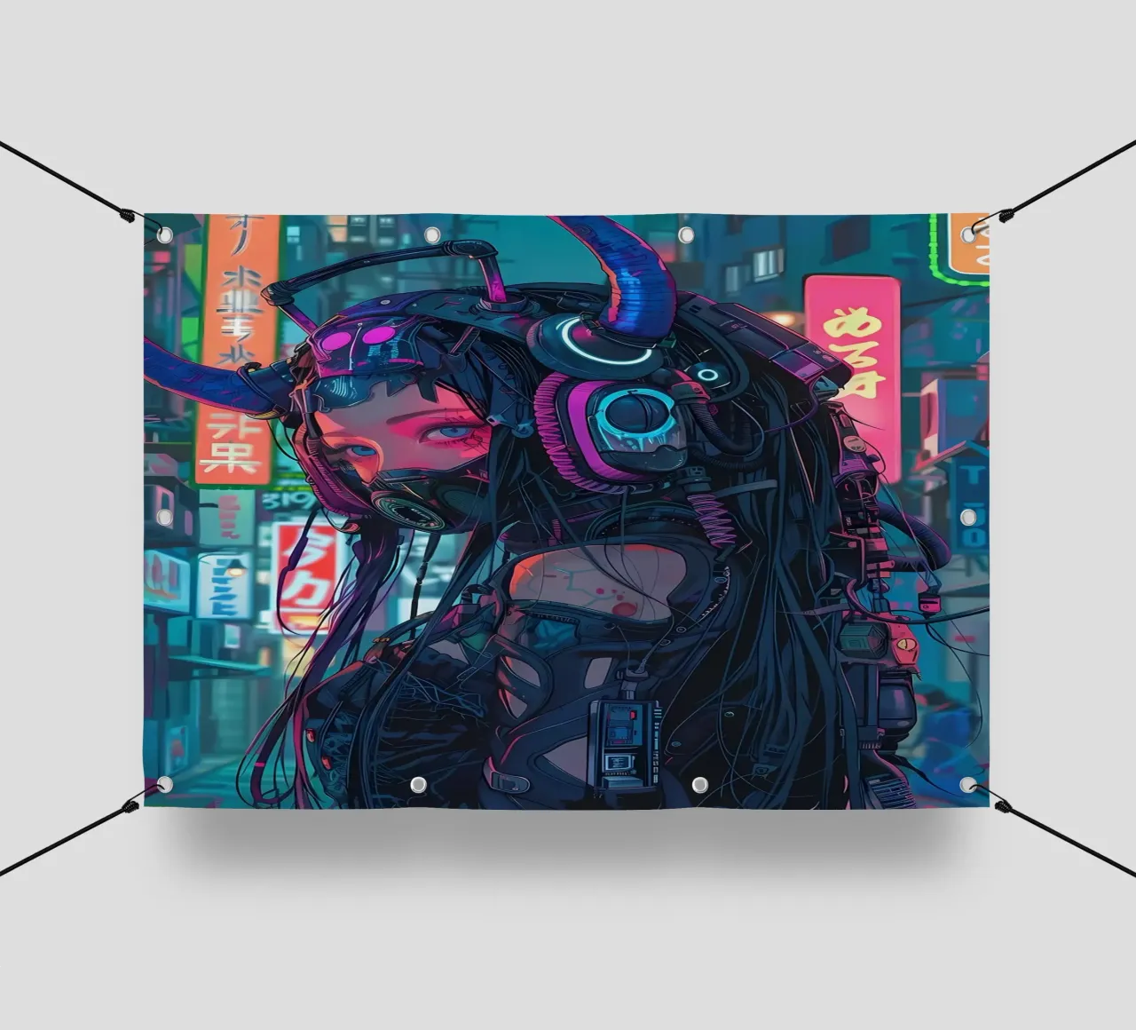 Ragazza demone cyberpunk telo in pvc da Mikesell