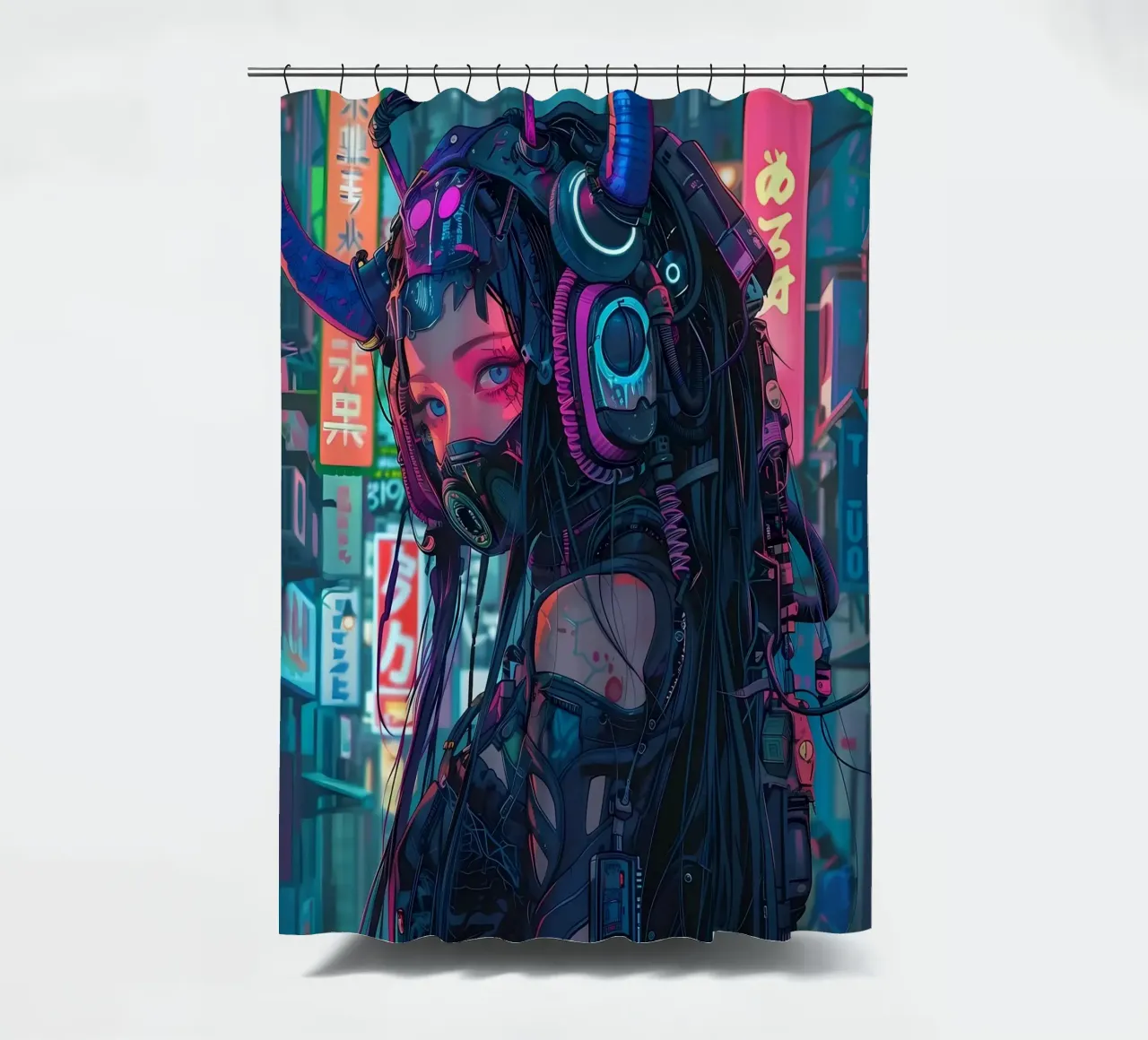 Ragazza demone cyberpunk tenda da doccia da Mikesell