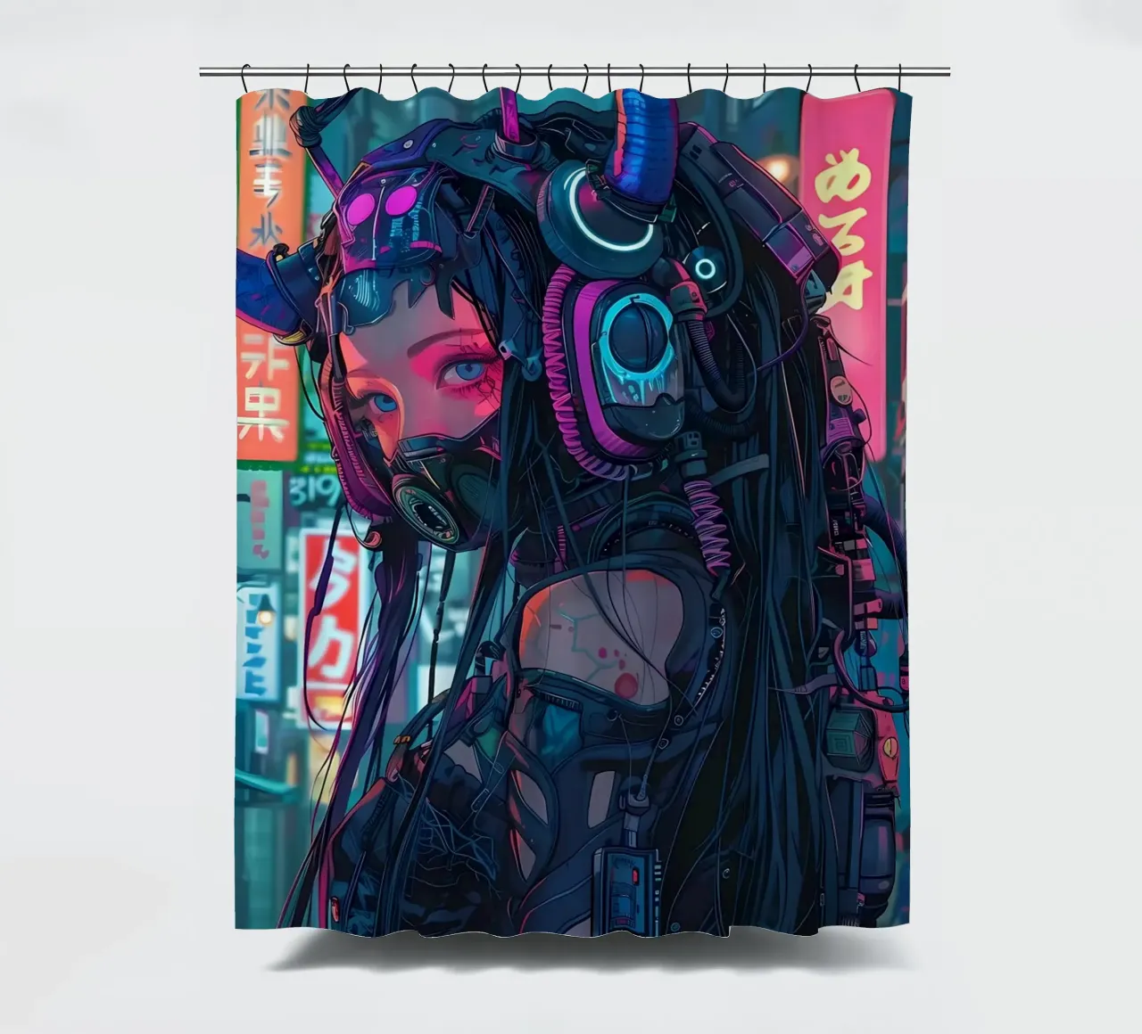 Ragazza demone cyberpunk tenda da doccia da Mikesell