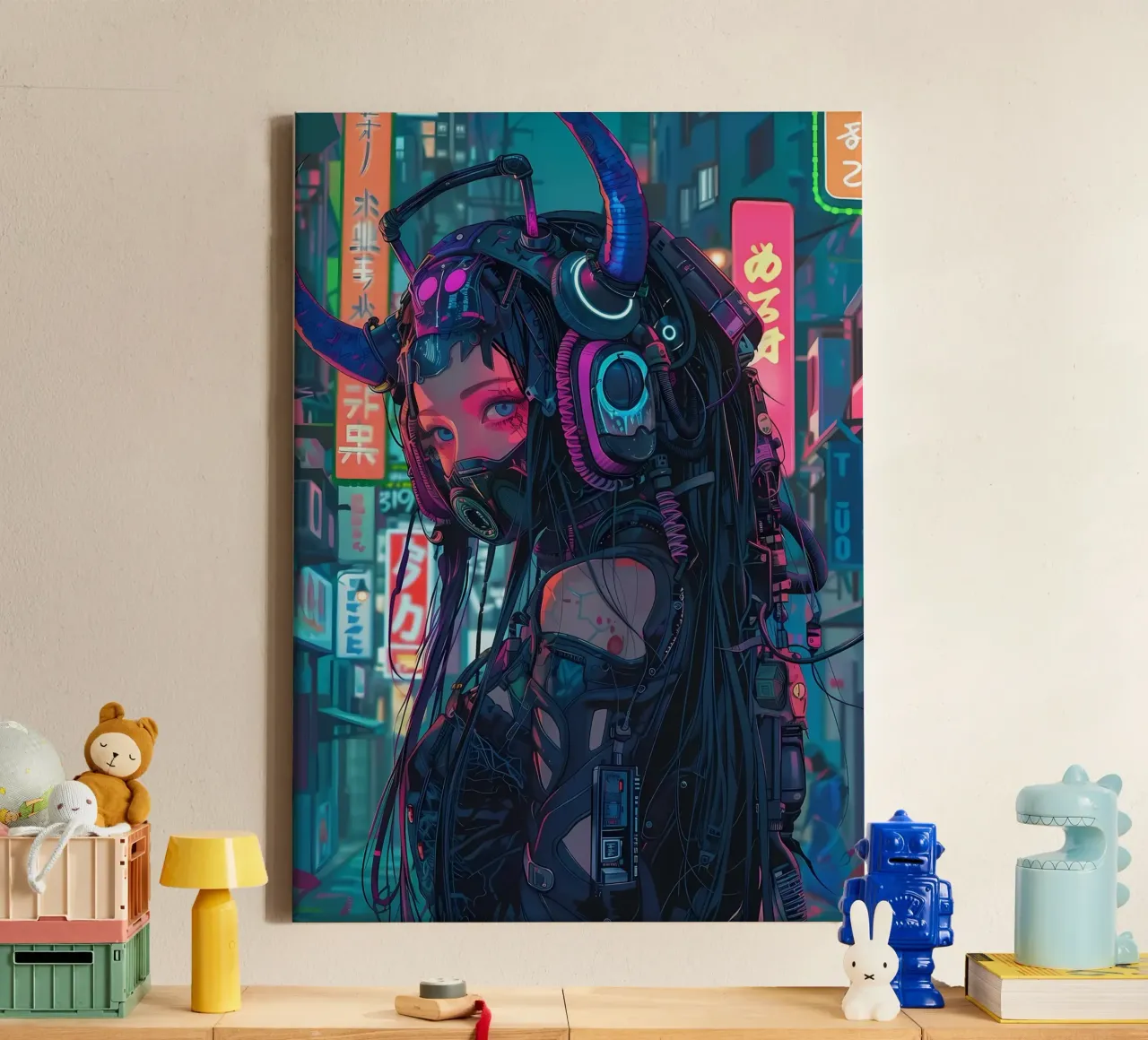 Ragazza demone cyberpunk tela con Cornice a cassetta da Mikesell