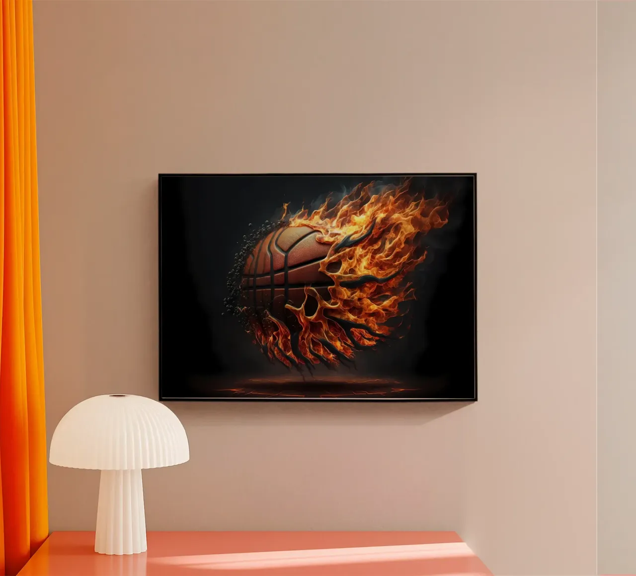 Burning Basketball in Fire acrylic glass by Delaplane