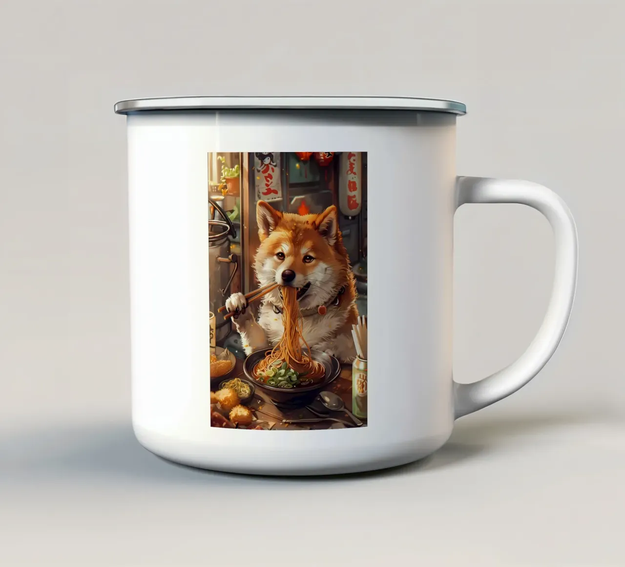 Ramen Shiba inu tazza in smalto da Mikesell