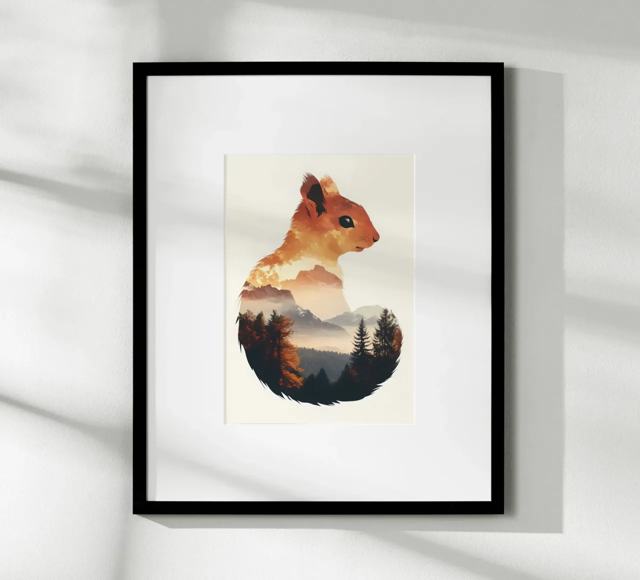Paesaggio della montagna dello scoiattolo poster con telaio in plastica da Ginnery
