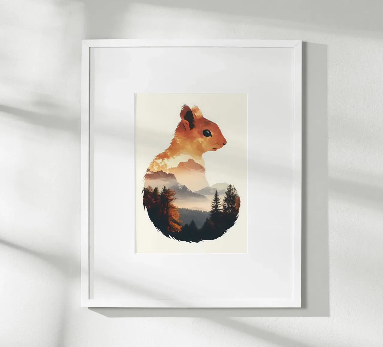 Paesaggio della montagna dello scoiattolo poster con telaio in plastica da Ginnery