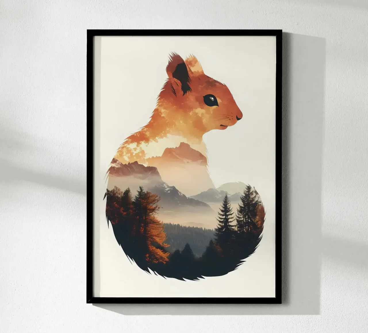 Paesaggio della montagna dello scoiattolo poster con telaio in plastica da Ginnery