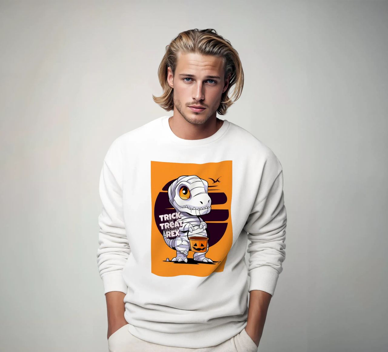 Truco o trato osaurus Rex sudadera de Delaplane
