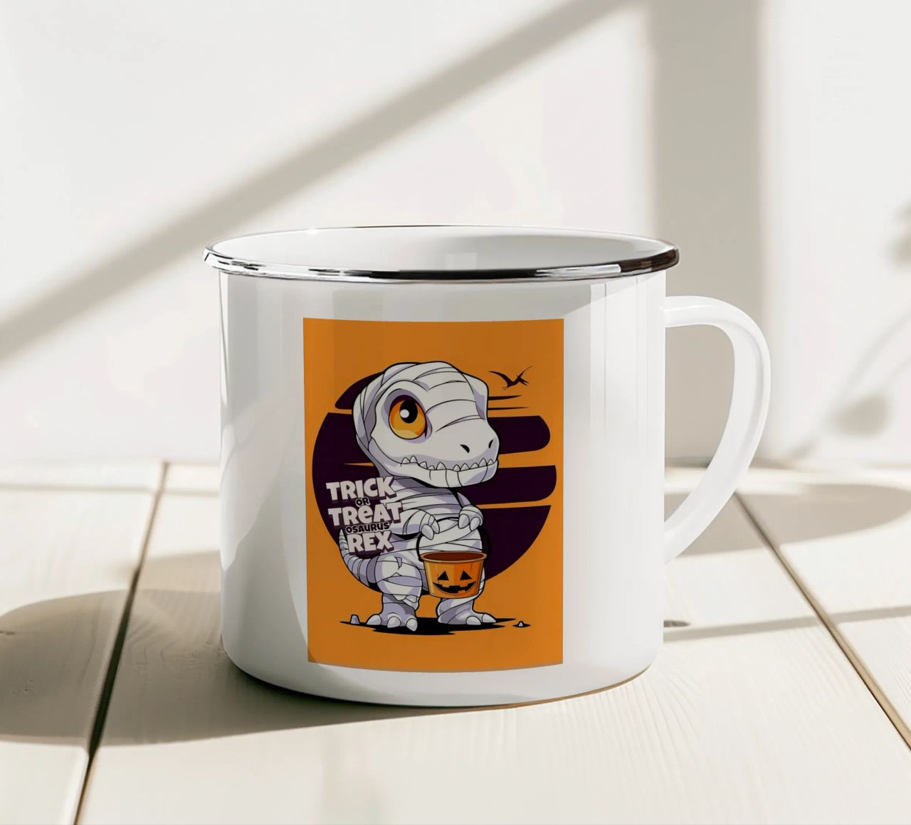 Süßes oder Saures Osaurus Rex Emaille Tasse von Delaplane