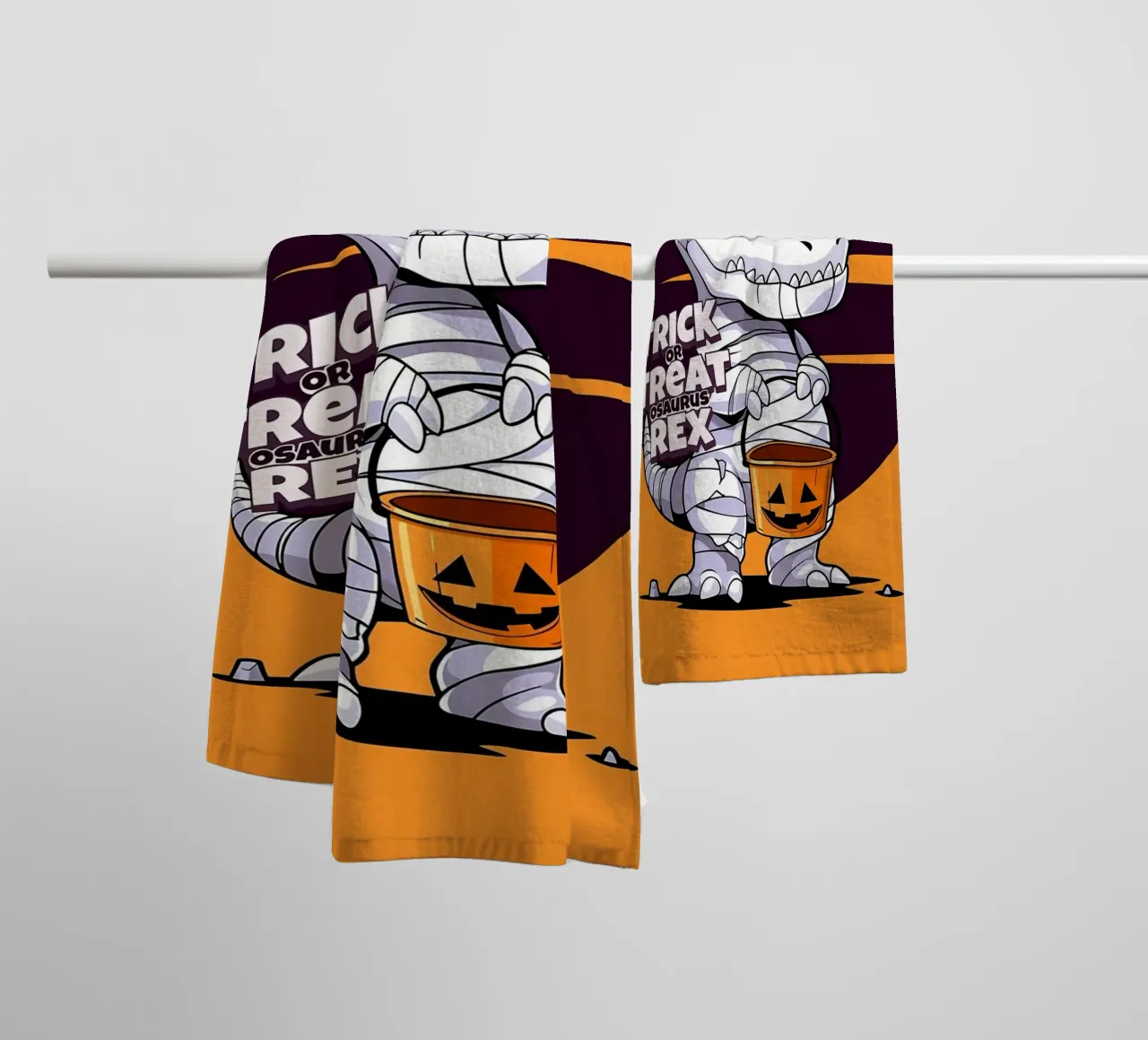 Trick or Treat osaurus Rex towel by Delaplane