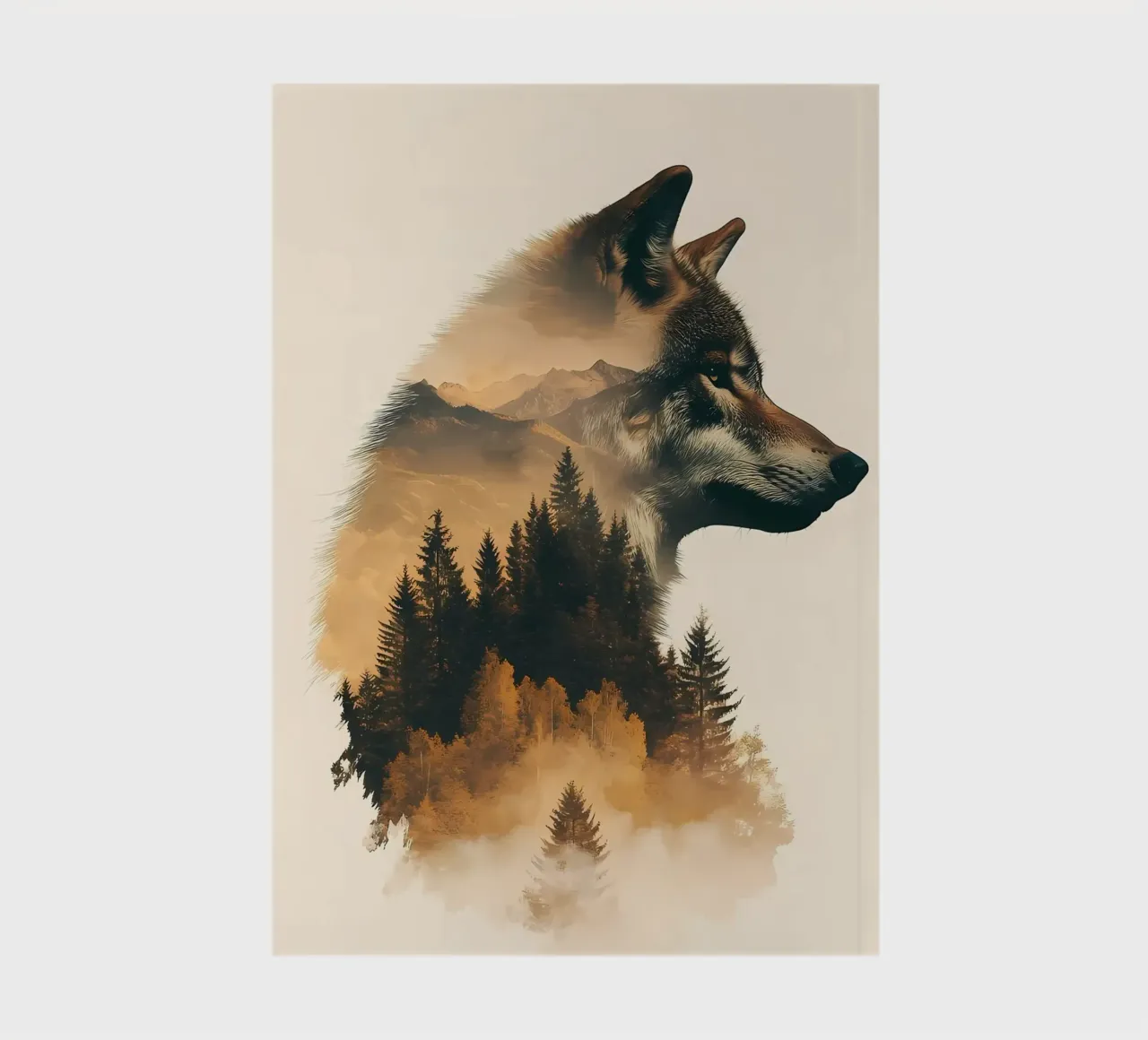 Wolf and Forest Double Exposure notebook by Ginnery