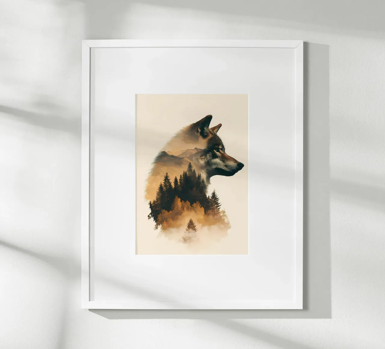Wolf and Forest Double Exposure poster by Ginnery