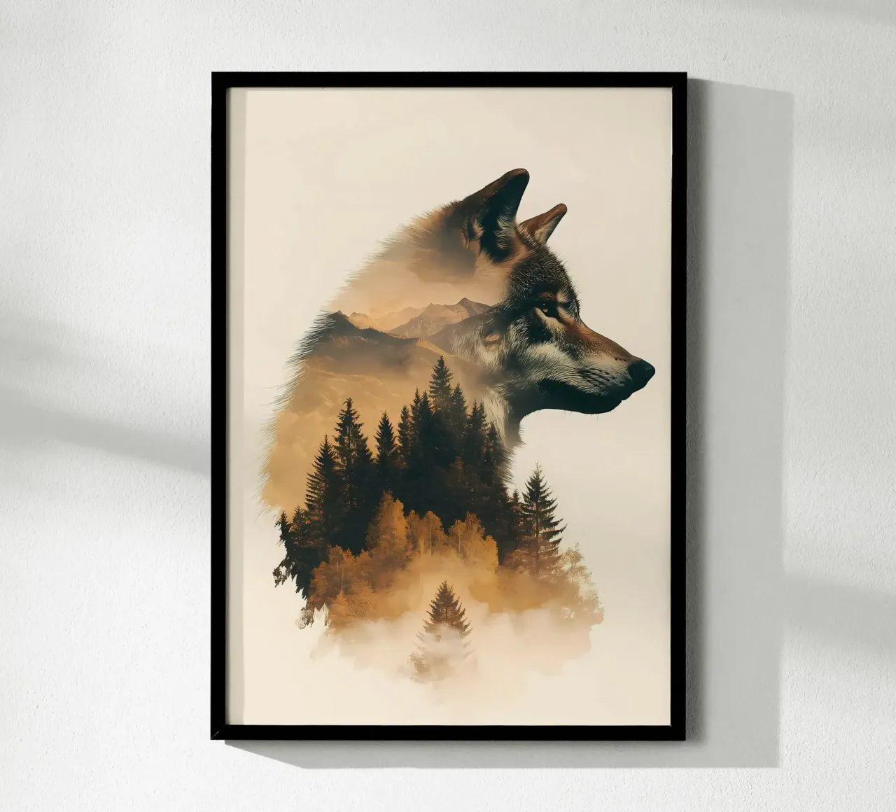 Wolf and Forest Double Exposure poster by Ginnery