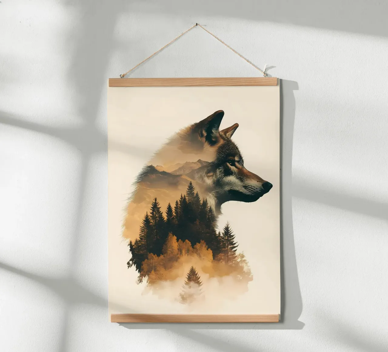 Wolf and Forest Double Exposure poster by Ginnery