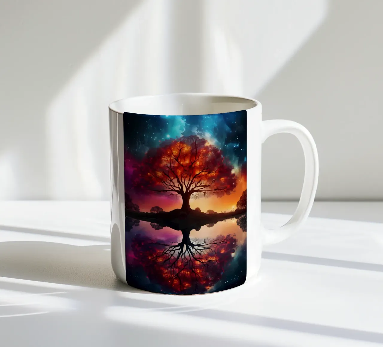Paesaggio fantastico spaziale tazza in ceramica da Mikesell