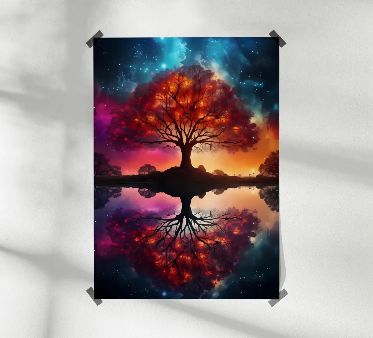 Paesaggio fantastico spaziale poster con telaio in legno da Mikesell