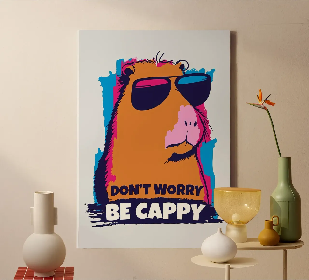 BE CAPPY CAPYBARA ART canvas by Delaplane