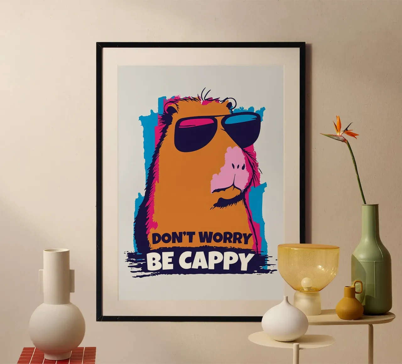 BE CAPPY CAPYBARA ART poster by Delaplane