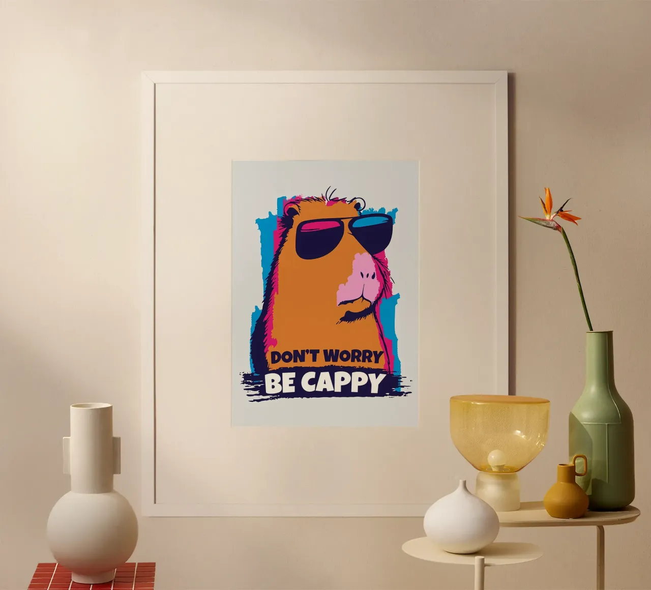 BE CAPPY CAPYBARA ART poster by Delaplane