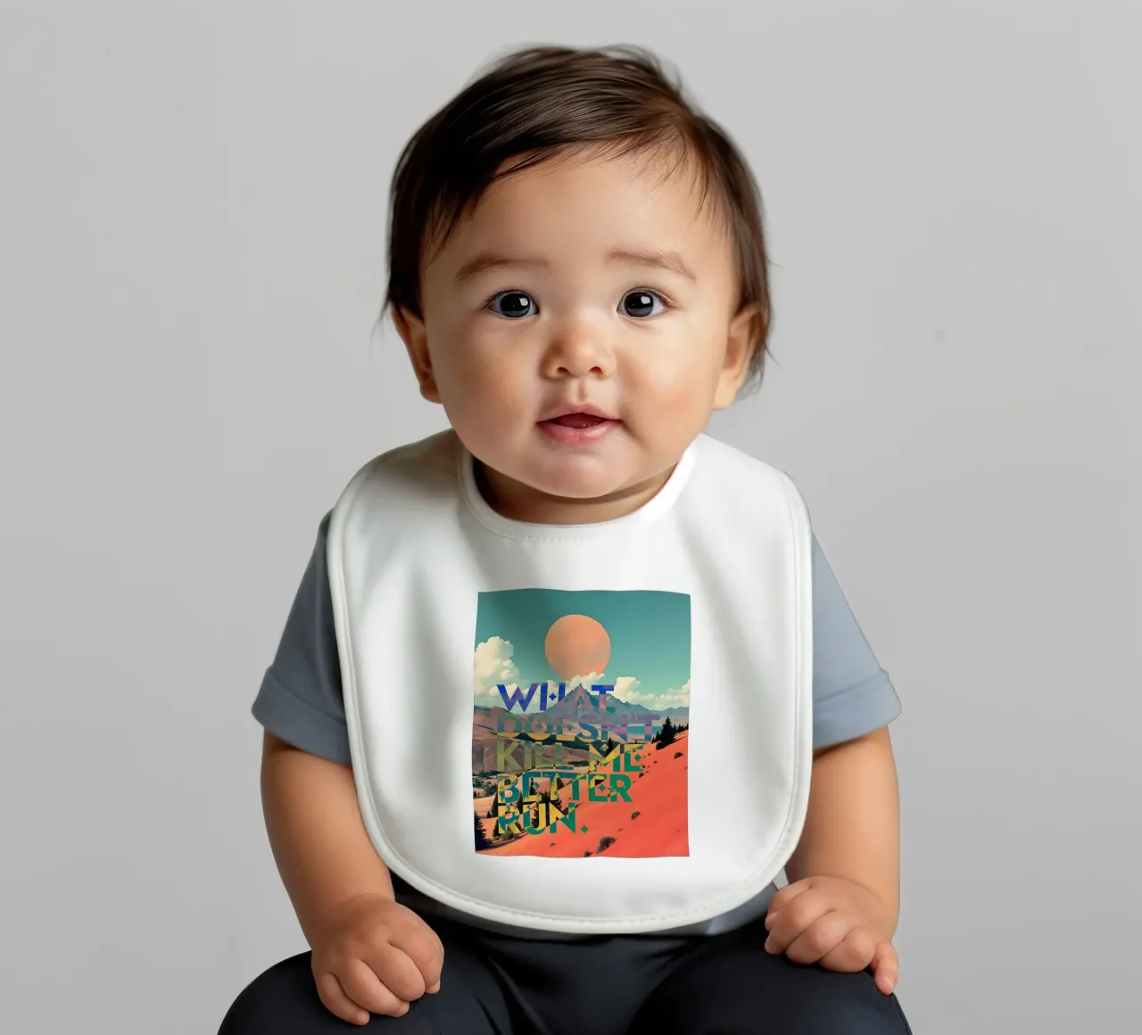 What Doesn't Kill Me Better Run Typography Motivational baby bib by 83oranges