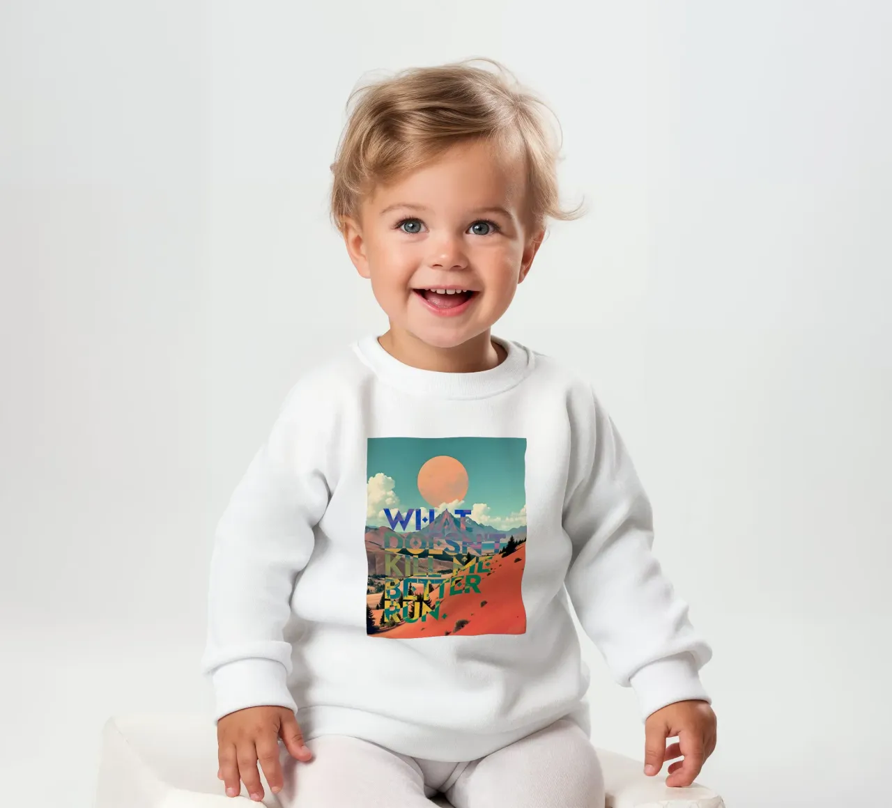 What Doesn't Kill Me Better Run Typographie Motivationnel sweat pour bébé de 83oranges