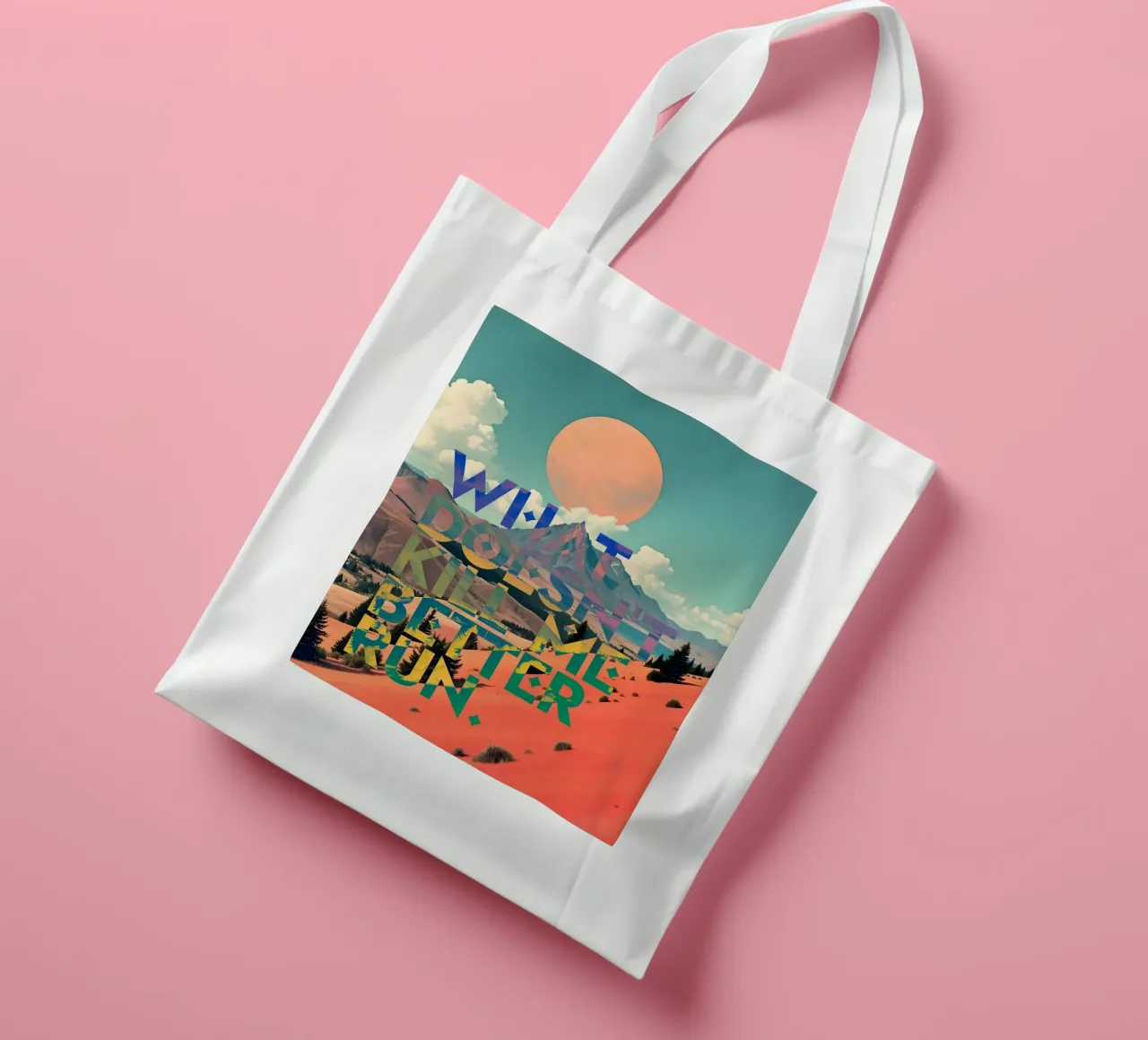 What Doesn't Kill Me Better Run Typography Motivational tote bag by 83oranges