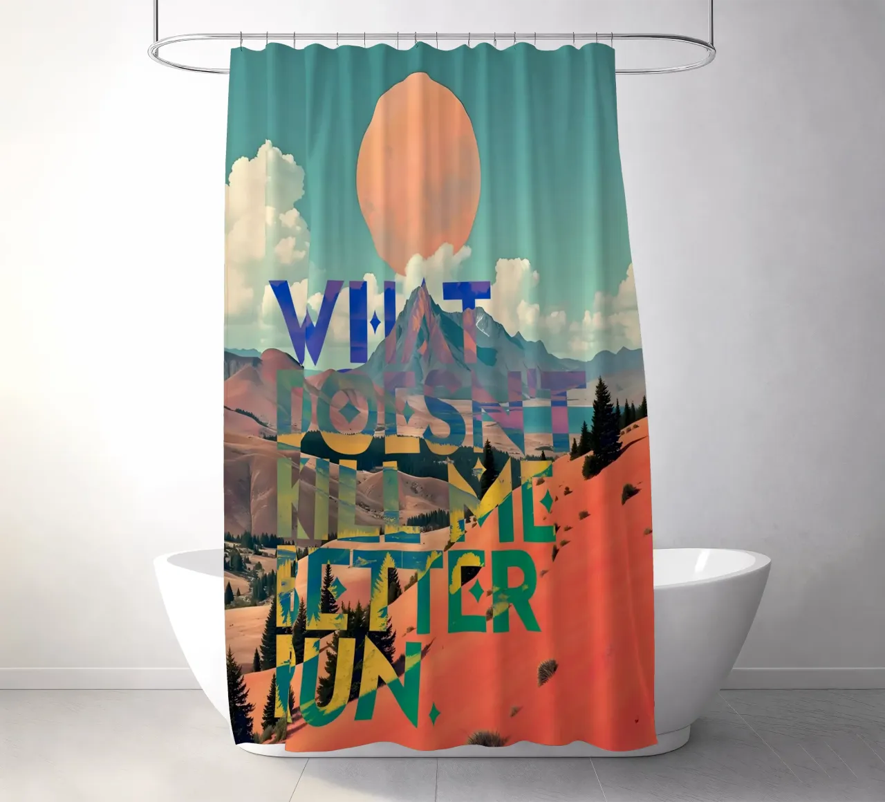 What Doesn't Kill Me Better Run Typography Motivational shower curtain by 83oranges