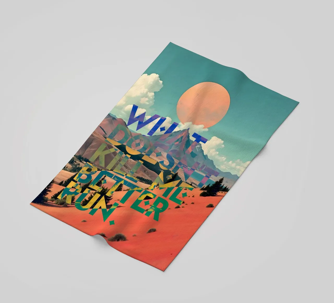 What Doesn't Kill Me Better Run Typography Motivational beach towel by 83oranges