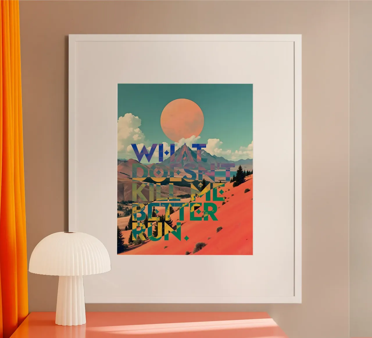 What Doesn't Kill Me Better Run Typographie Motivationnel poster avec cadre en aluminium de 83oranges