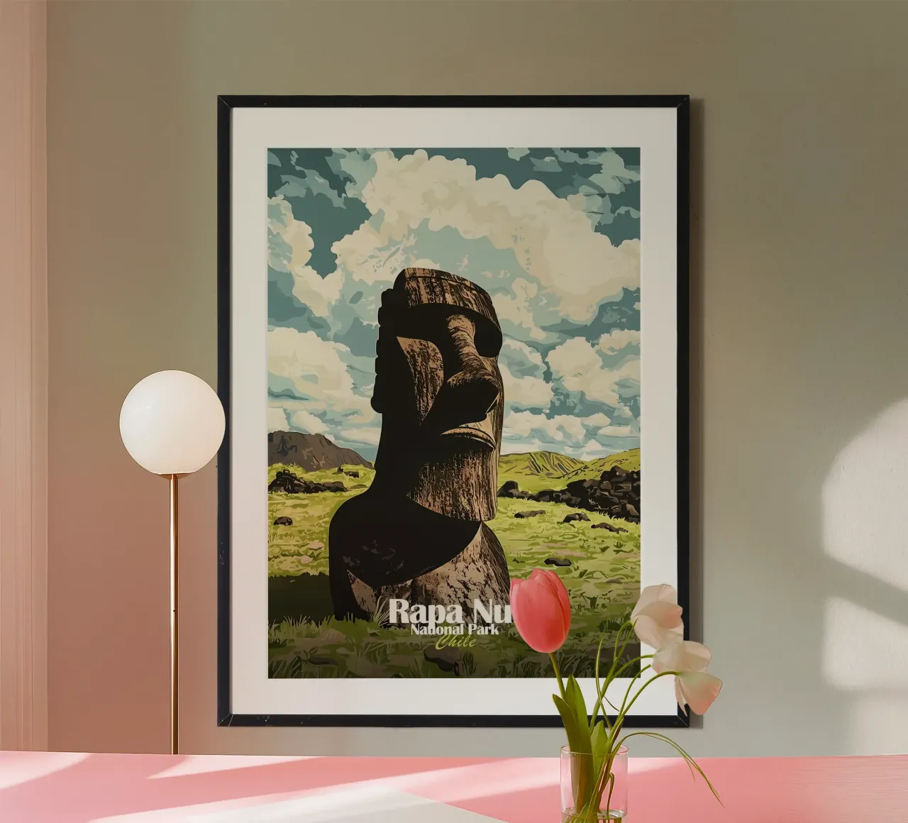 Parco nazionale di Rapa Nui poster con telaio in plastica da Ginnery