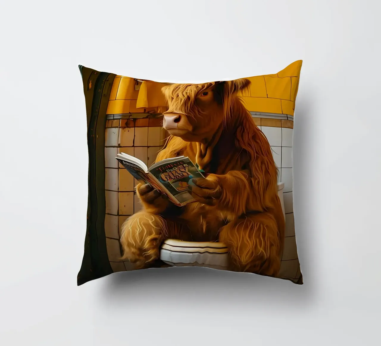 Mucca Highland sul water cuscino da Mikesell