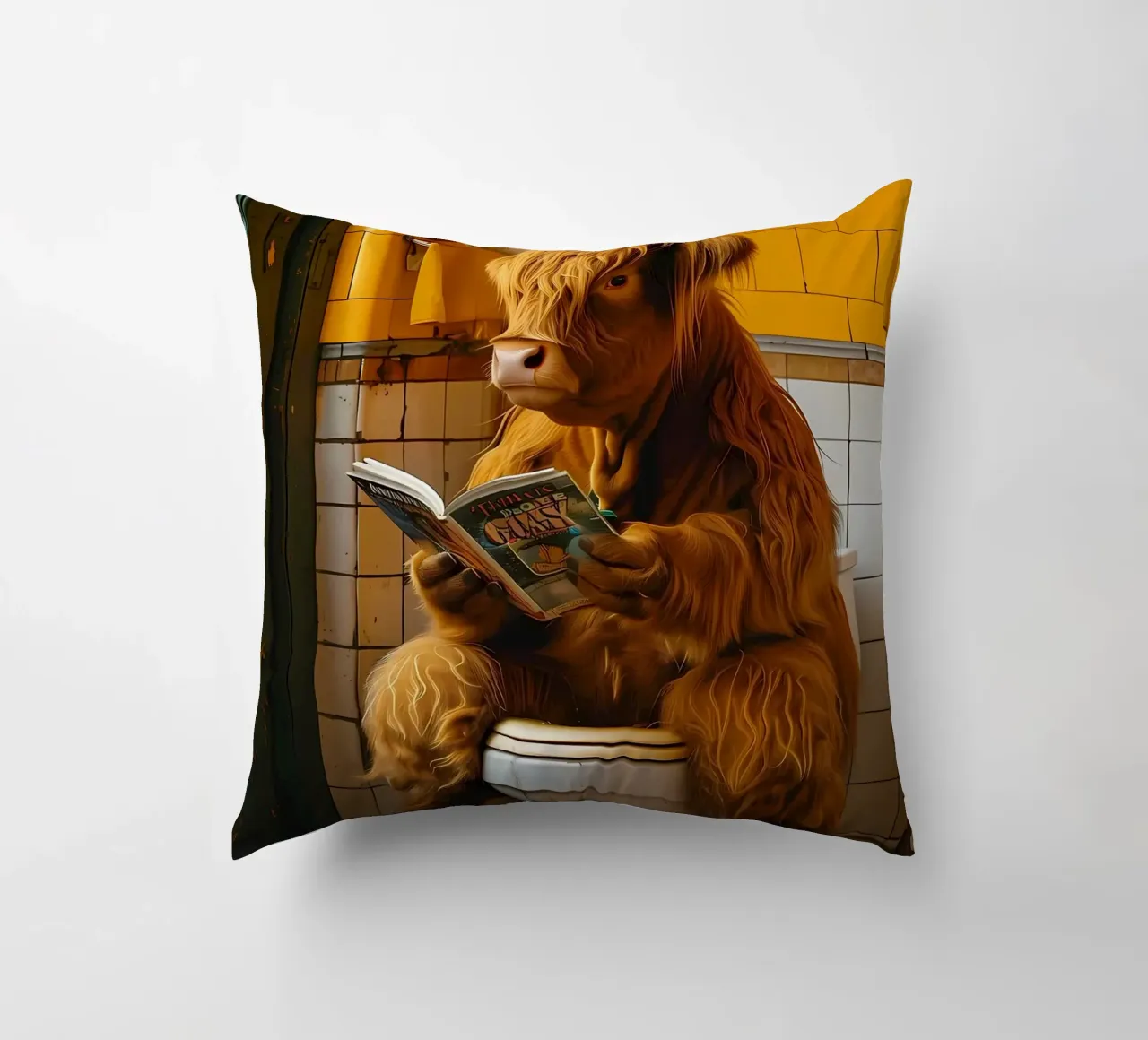 Mucca Highland sul water cuscino da Mikesell