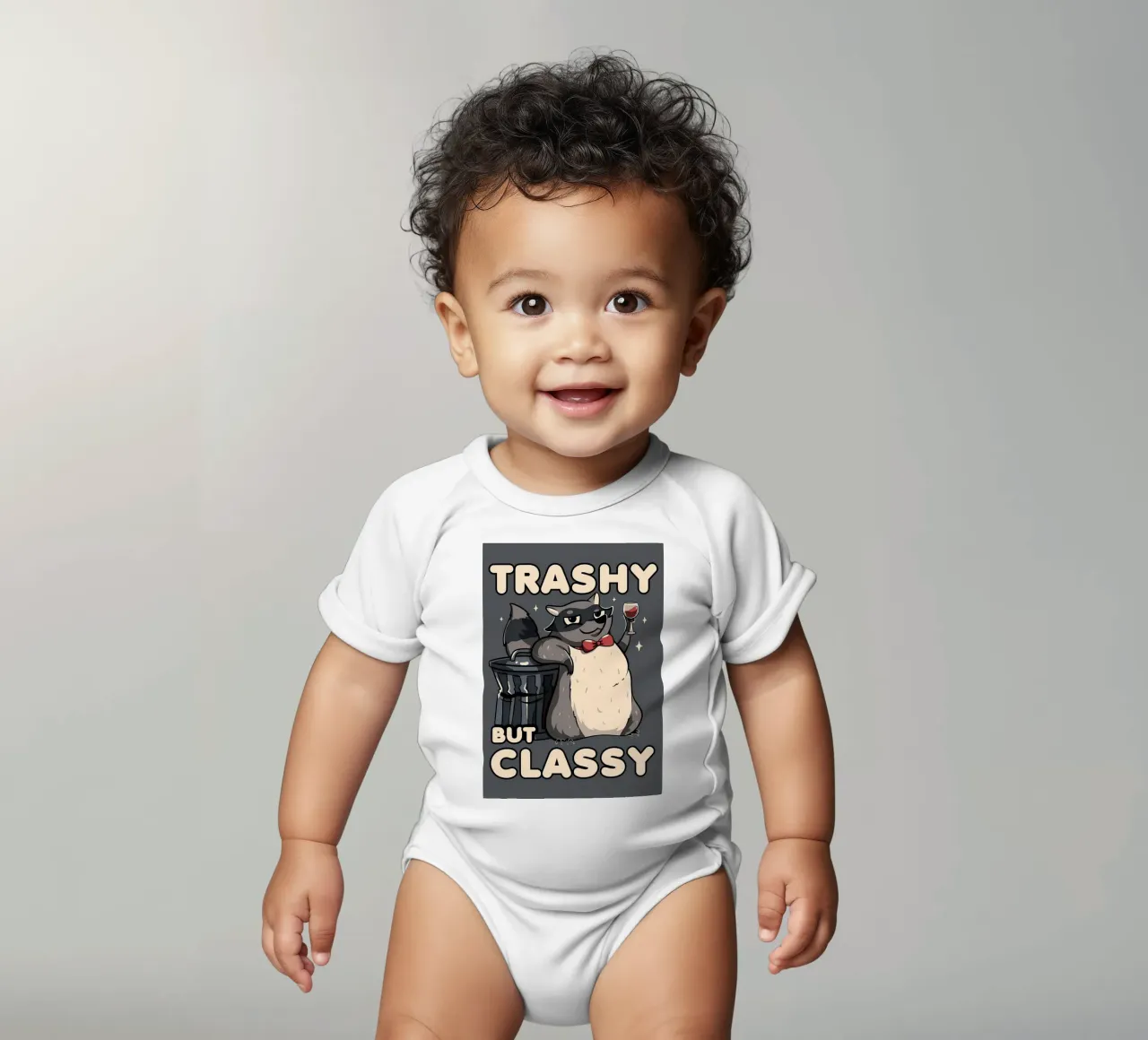 Procione trash ma di classe body neonato maniche corte da Delaplane