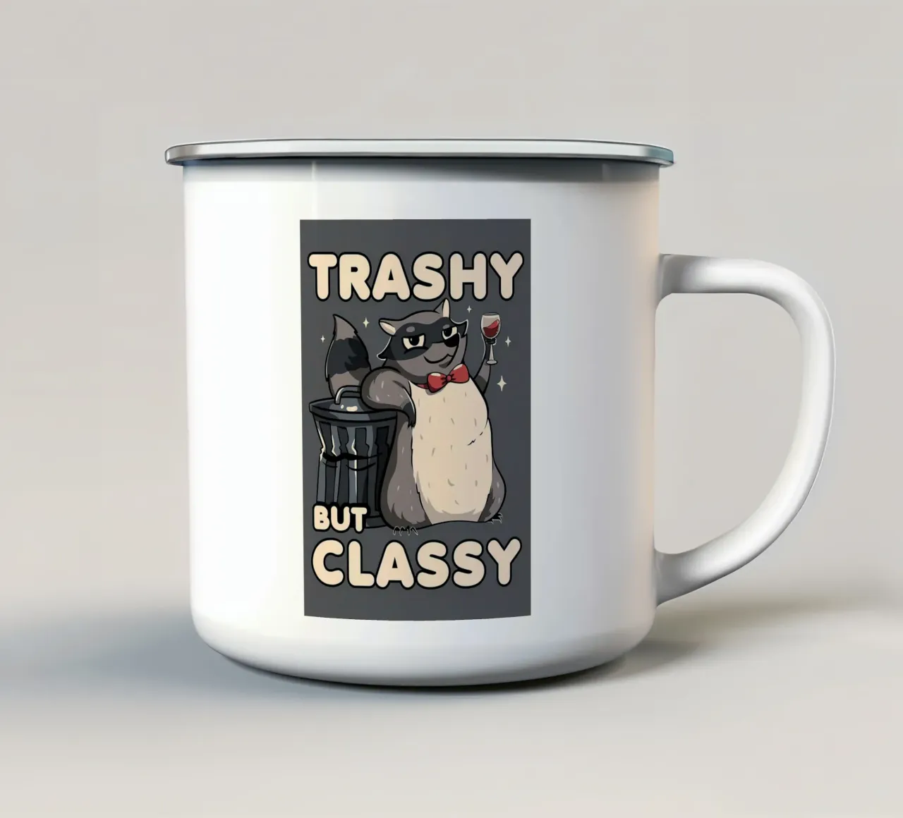 Procione trash ma di classe tazza in smalto da Delaplane