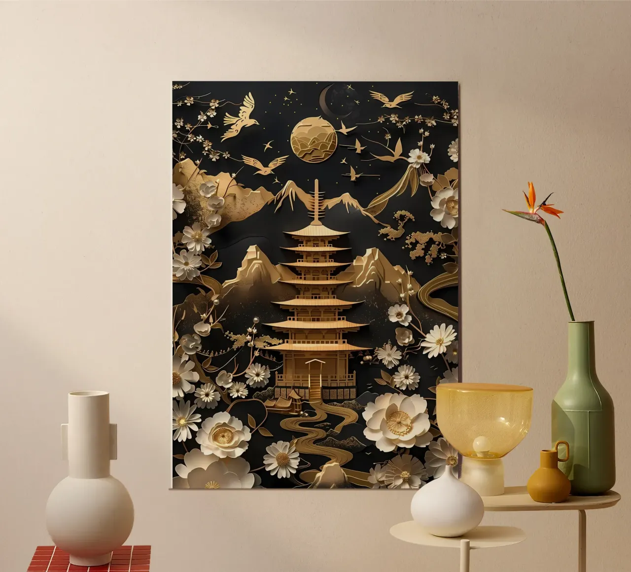 Bonsai astratto poster con telaio in legno da Mikesell