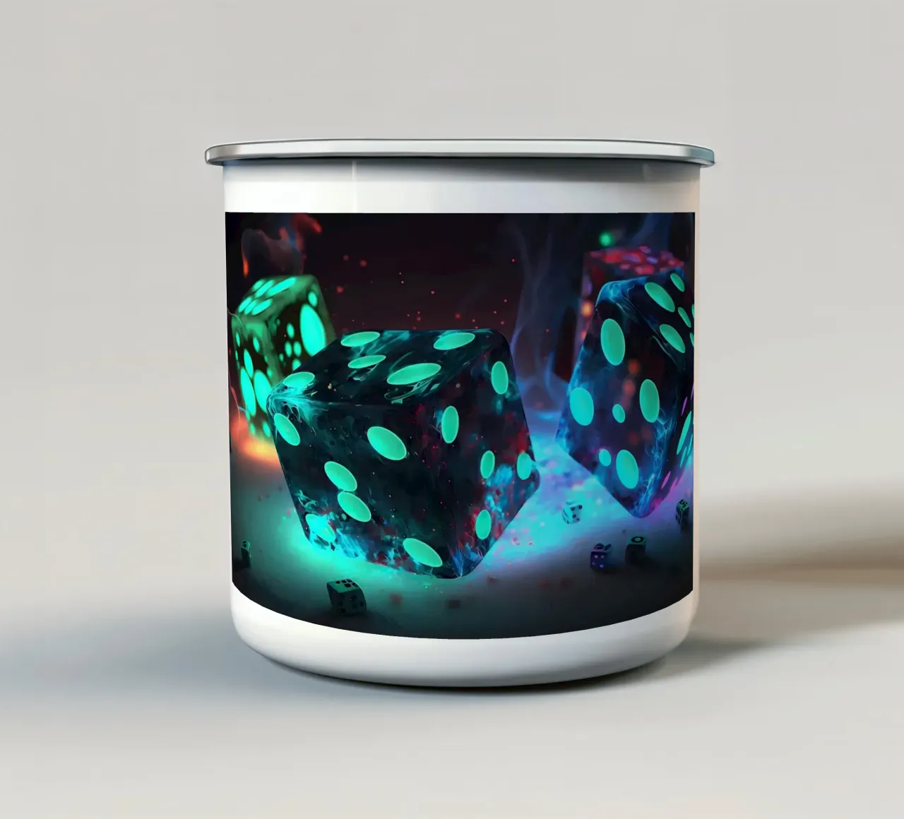 Dadi ombra neon tazza in smalto da Delaplane