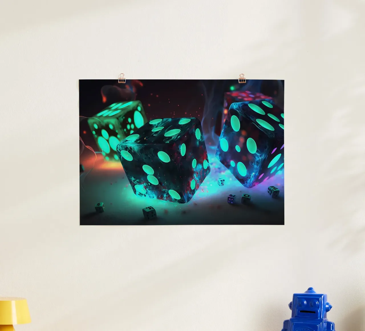 Neon Shadow Dice hahnemühle by Delaplane