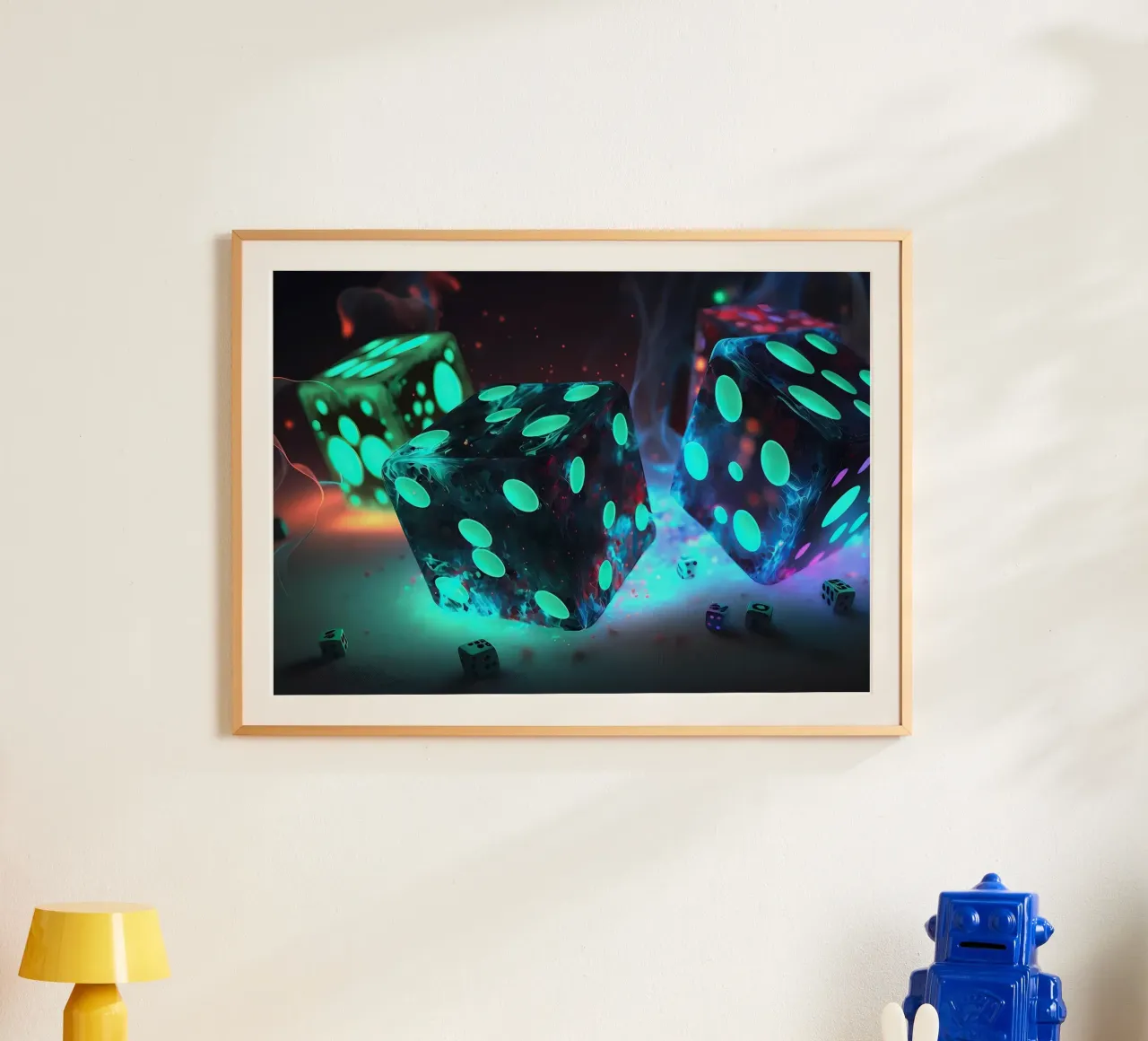 Neon Shadow Dice hahnemühle by Delaplane