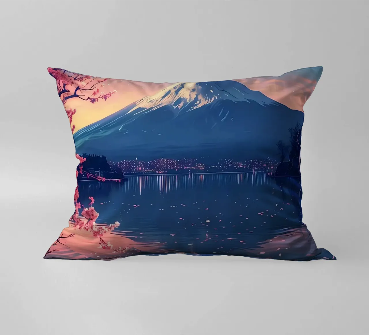 Paesaggio giapponese in fiore cuscino da Mikesell