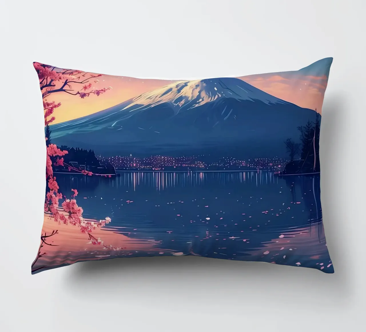 Paesaggio giapponese in fiore cuscino da Mikesell