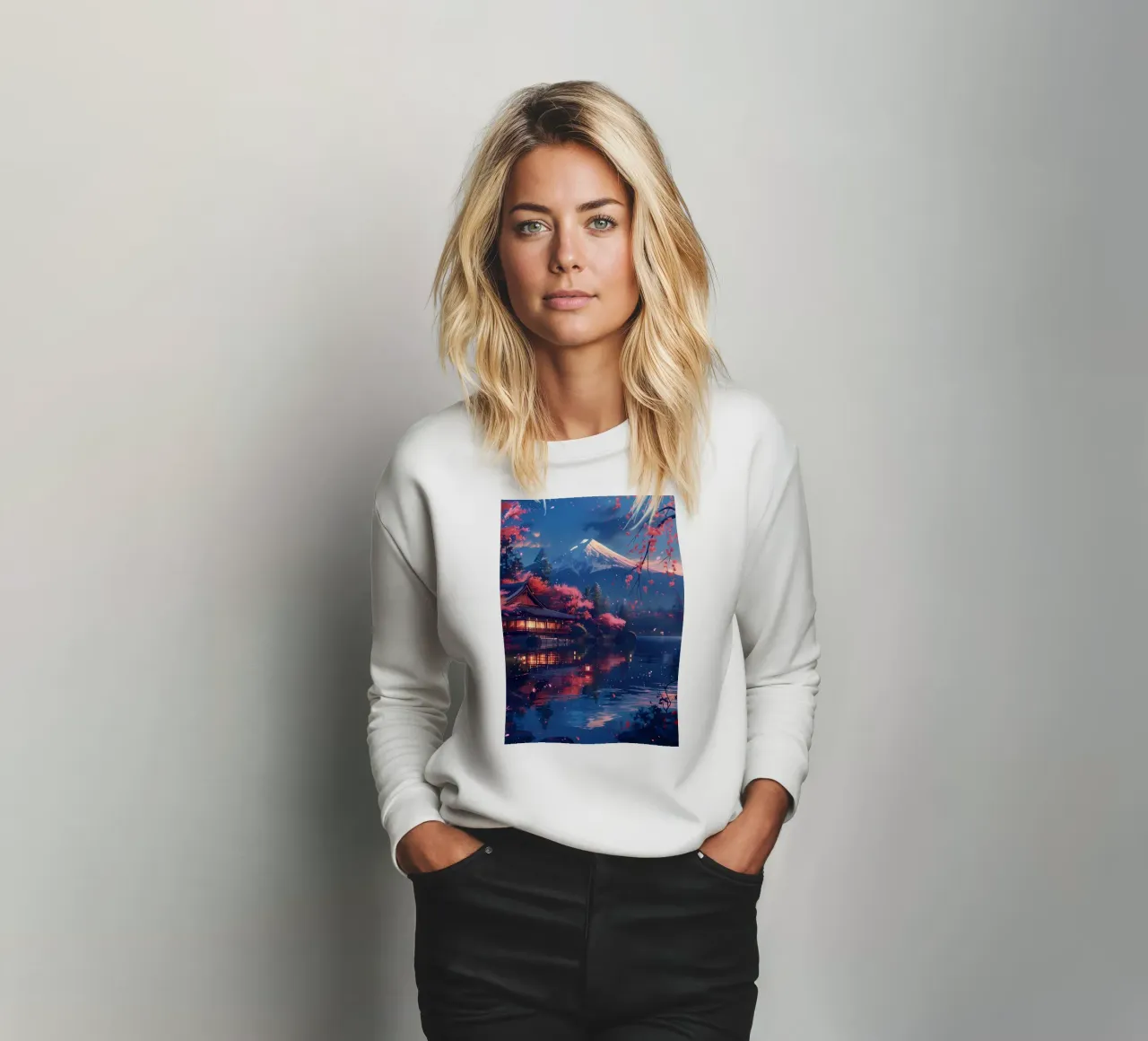 Paesaggio giapponese in fiore felpa da Mikesell