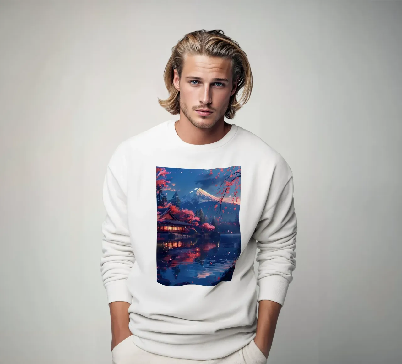 Paesaggio giapponese in fiore felpa da Mikesell