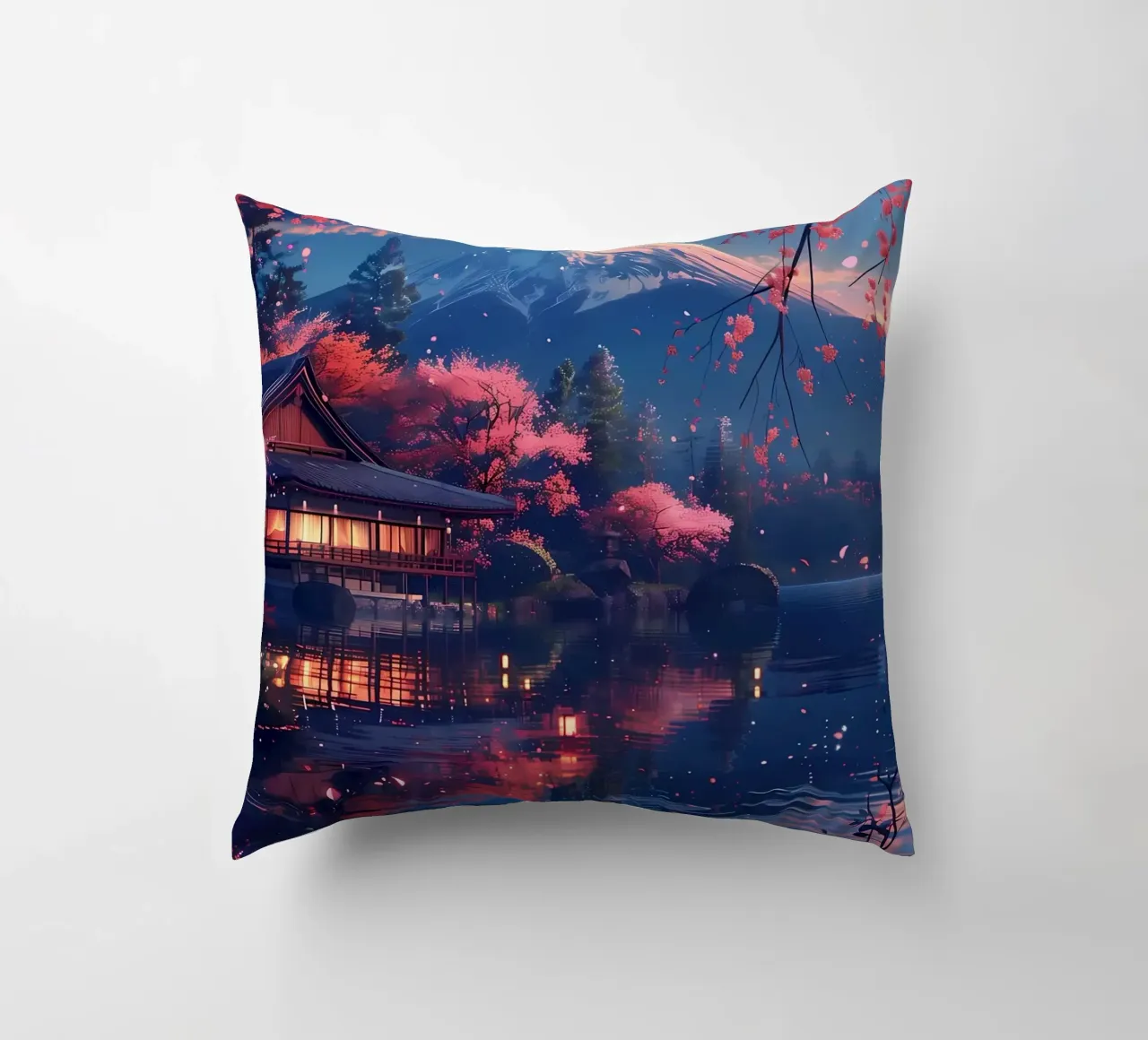 Paesaggio giapponese in fiore cuscino da Mikesell