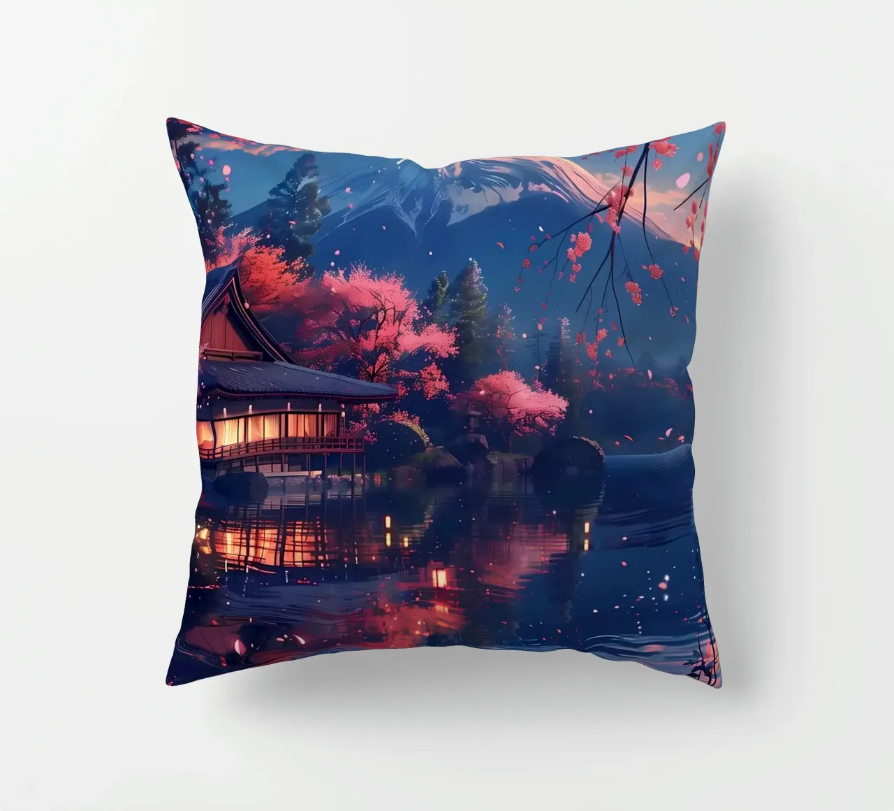 Paesaggio giapponese in fiore cuscino da Mikesell
