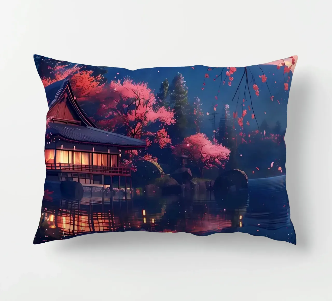 Paesaggio giapponese in fiore cuscino da Mikesell