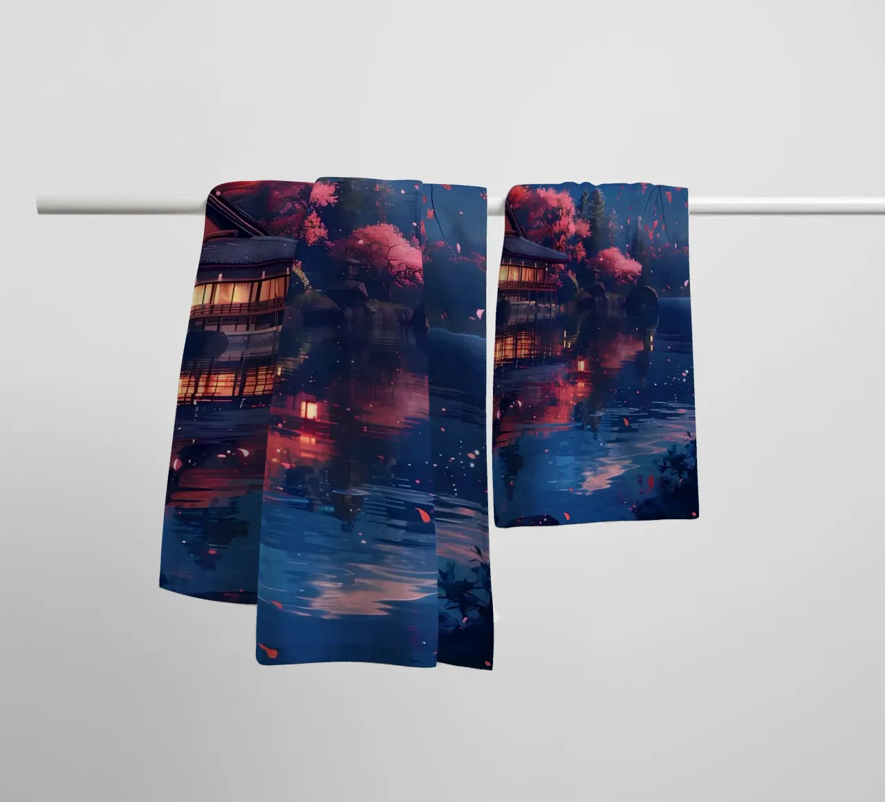Paesaggio giapponese in fiore asciugamano da bagno da Mikesell