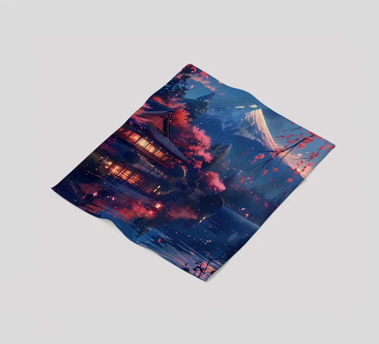 Paesaggio giapponese in fiore coperta in pile da Mikesell