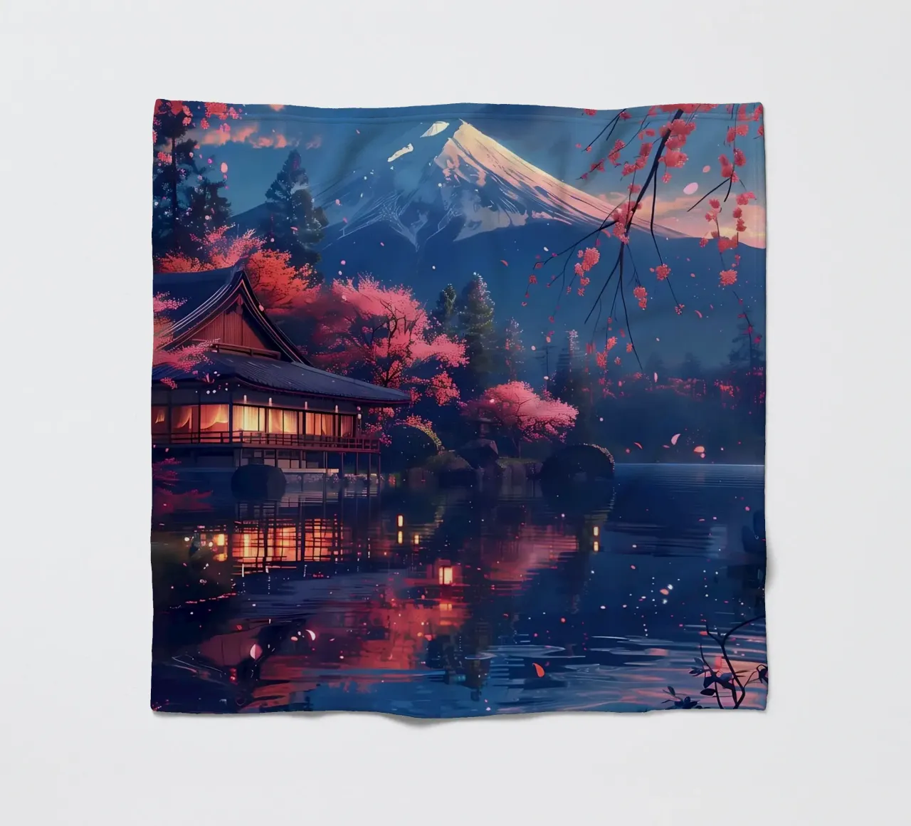 Paesaggio giapponese in fiore coperta in pile da Mikesell