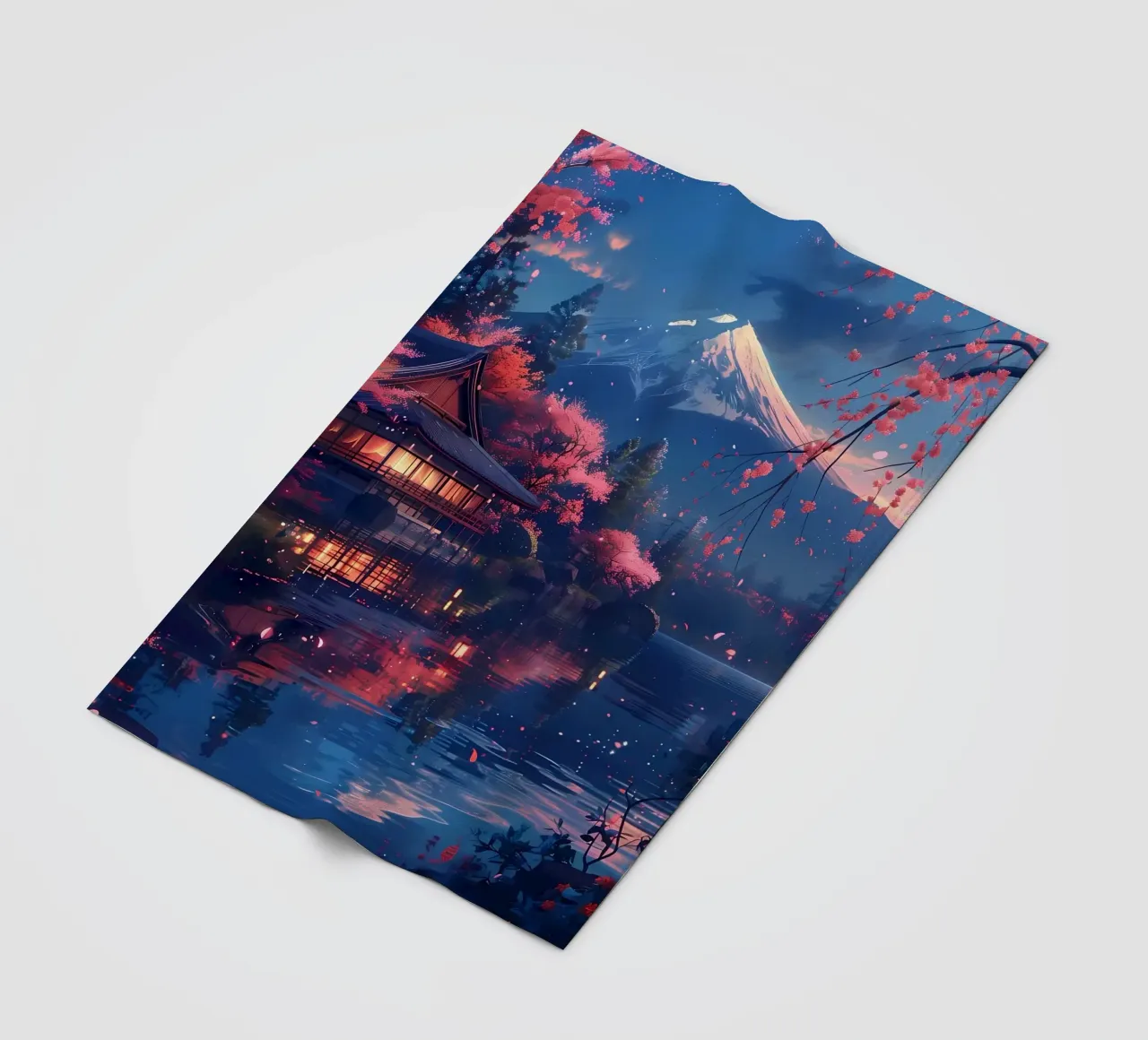 Paesaggio giapponese in fiore coperta in pile da Mikesell