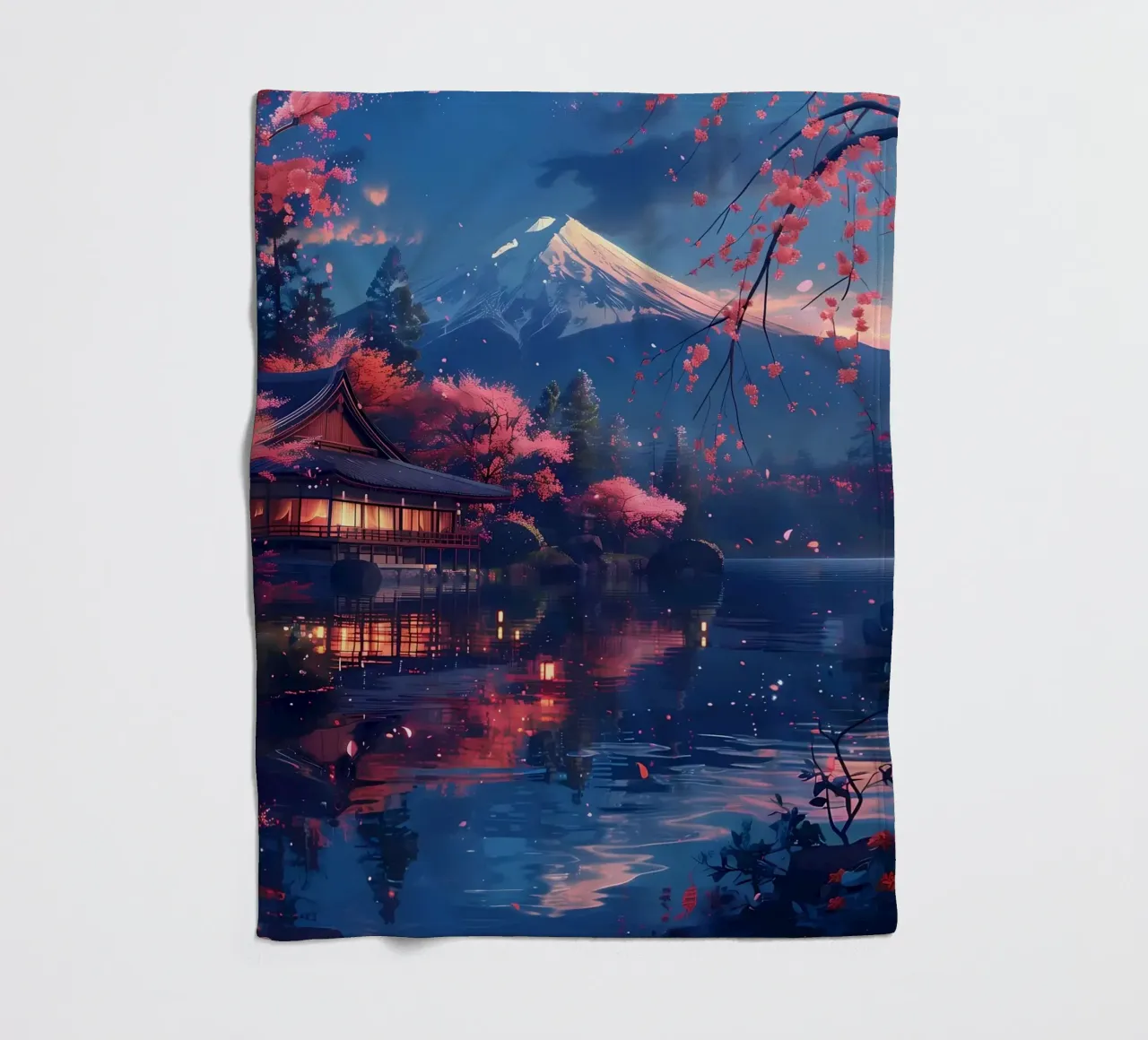 Paesaggio giapponese in fiore coperta in pile da Mikesell